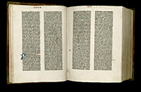 Image of the Gutenberg Bible open to pages 023 verso and 024 recto.